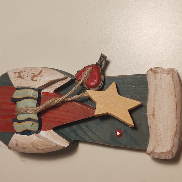 Wooden handmade Santa with a resin molded face vintage - Picture 3 of 5